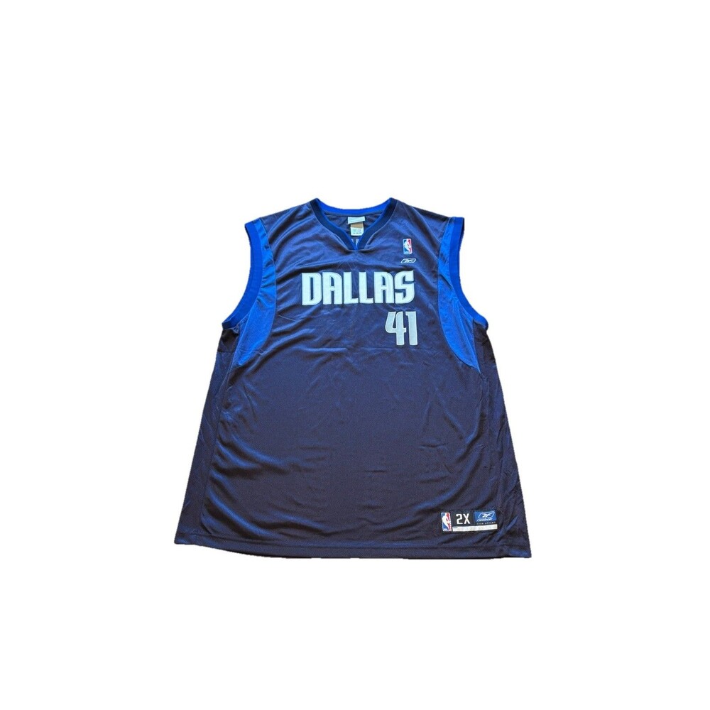 VINTAGE Dallas Mavericks Jersey Mens 2XL Blue Reebok Dirk Nowitzki #41 Y2K